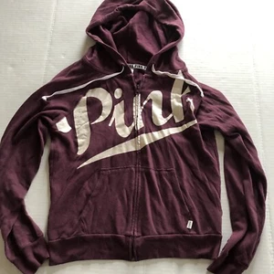 Victoria's Secret Hoodie weinrot rot weiß Logo durchgehender Reißverschluss tailliert Gr. M A112 - Bild 1 von 5