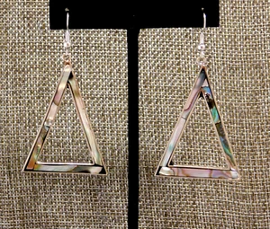 Mexican Earrings Abalone Shell Alpaca Silver Vintage Purple Green Paua Inlay Y32 - Picture 1 of 4