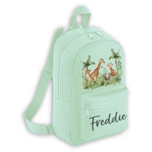 Personalisierter Mini-Rucksack Dschungel Safari Schulanfang Kinder individuell Kindergartentasche - Bild 1 von 1