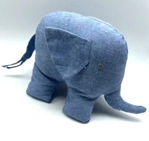 Janie and Jack Blue Chambray Elephant Plush Rattle Stitched Eyes - Bild 1 von 7