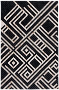 Hand Woven Natural Cowhide Hair on Patch Work Leather Modern Room A-04 - Picture 1 of 6