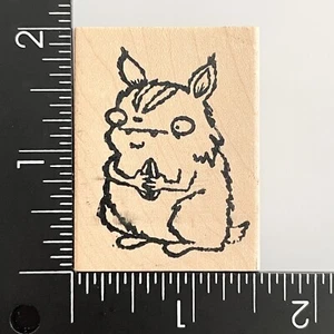 Stampotique Yum Yum Squirrel With Nut 4042 Wood Mounted Rubber Stamp - Picture 1 of 3