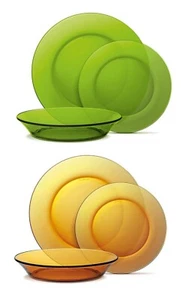 Juego de cena de comedor 12 piezas MIX MATCH platos de servicio cuencos Duralex LYS VERDE/ÁMBAR - Imagen 1 de 3