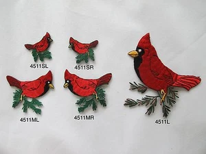 #4511 Large,Medium,Small Size Cardinal Bird On Branch Embroidery Applique Patch - Picture 1 of 6
