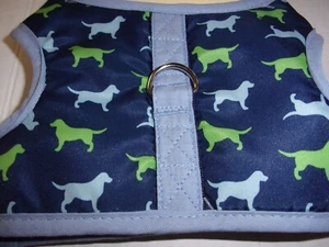 Arnés corporal Chambray con estampado de perro azul marino xxs XS S nuevo sin estrangulamiento Bond & Co - Imagen 1 de 2