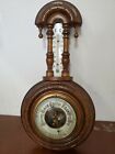 Antique Barometer Carved Walnut Wood 1800s Original Hardware 13in #92