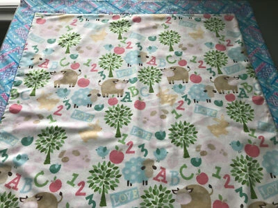Baby Boy ABC Flannel Receiving Blanket 30" x 30" Handmade. - Image 1 of 4