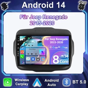 9''Für Jeep Renegade 2015-2020 Android 14 Autoradio DAB+ Car Play GPS Navi 128GB - Bild 1 von 18