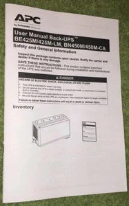 APC User Manual Back-ups BE425M/425M-LM, BN450M/450M-CA - Picture 1 of 2