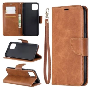 For iPhone 15 14 Plus 13 Pro 12 11 Man's Strap Leather Card Wallet Phone Case - Picture 1 of 66