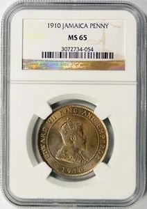 1910 Jamaica Penny NGC MS65 King Edward VII - Picture 1 of 4
