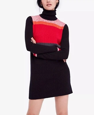 Free People Winter Break Sweater Dress Womens M Black Colorblock Mod Twee Cozy - Image 1 of 4