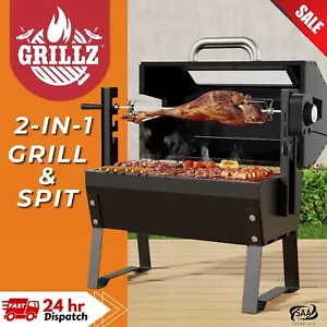 Spit Roaster Portable BBQ Grill Charcoal Smoker Outdoor Electric Rotisserie - Picture 1 of 6