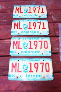 (4) 1976 Colorado Bicentennial Centennial Matching License Plate ML-1970 ML-1971 - Picture 1 of 8