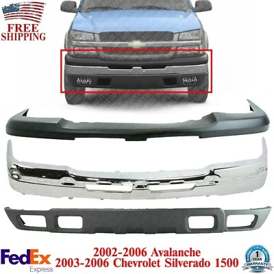 Kit de parachoques delantero de acero cromado para Chevrolet Silverado 1500 Avalanche 2003-2006 Foto 1 de 4