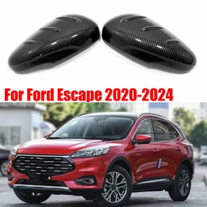 For Ford Escape 2020-2024 Pair ABS Carbon Fiber Side Rearview Mirror Cover Caps - Foto 1 di 8