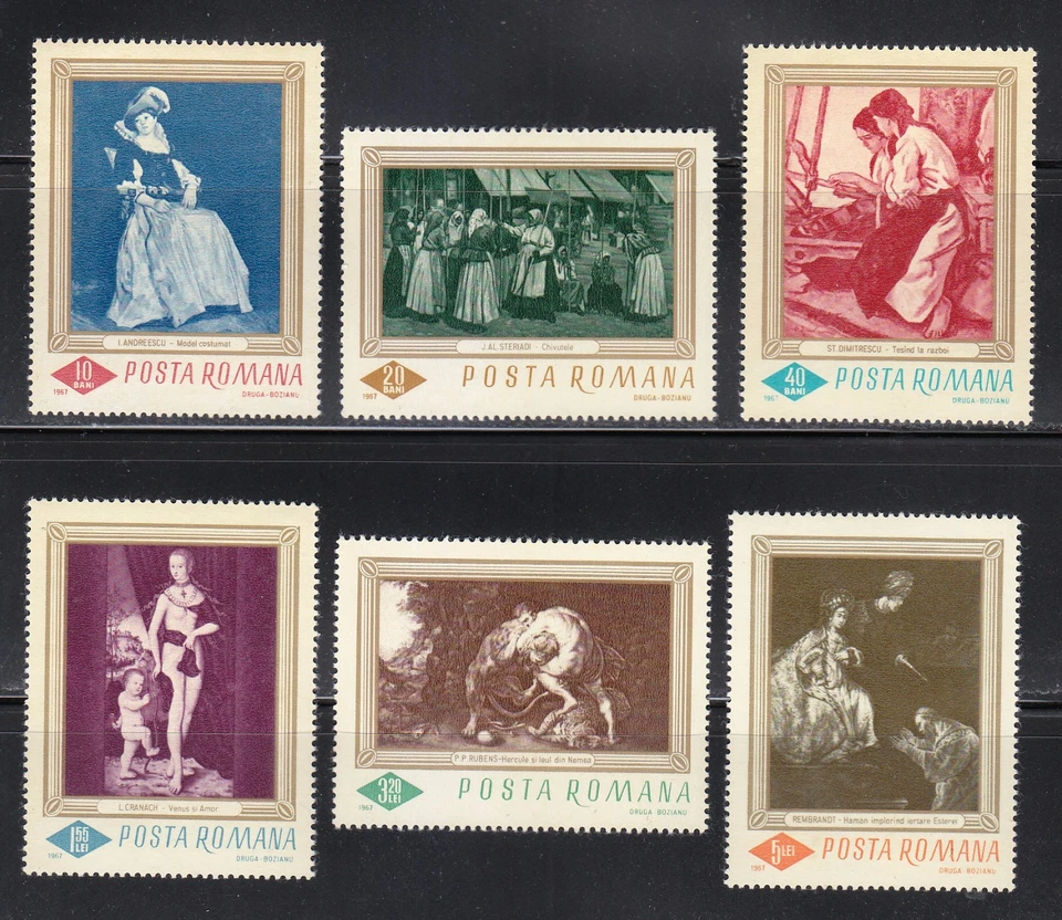 Romania 1967 MNH Sc 1907-1912 Mi 2576-2581 Paintings by Rubens,Rembrandt,Cranach - Image 1 of 2