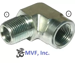 1/2" Male NPTF x 1/2" Female NPTF 90° Elbow Plated Steel Hydraulic 5502-08-08 - Picture 1 of 5