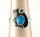 Navajo .925 Sterling Silver Turquoise Ring Signed &quot;RL&quot; 4.5 Vintage Robin&#39;s Egg