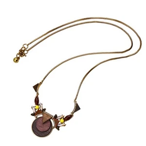 NEW Urban Anthropologie Eslem Autumn Wood Plate Yellow Beaded Necklace - Picture 1 of 3