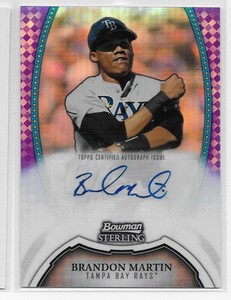 2011 BOWMAN STERLING BRANDON MARTIN PURPLE REFRACTOR PROSPECT AUTO SIGNATURE /10