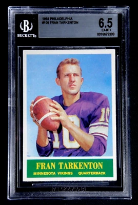 FRAN TARKENTON 1964 PHILADELPHIA FOOTBALL CARD #109 BECKETT BGS 6.5 EX/MT+ HOF - Image 1 of 2