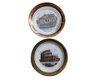 Vintage Rom Kolosseum und der Brunnen di Trevi Porzellan Sammler Teller - Bild 1 von 4