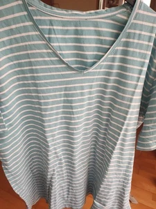 Damen-Shirt Gr. 52+Türkis Weiss++zeitlos+schön + Ulla Popken - Bild 1 von 5