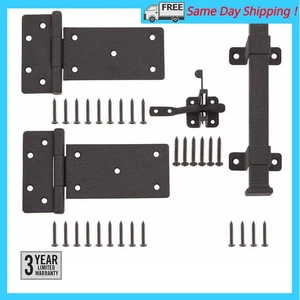 Black Rust Defender Decorative Gate Hinge and Pull Set - Picture 1 of 12