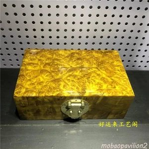 5,9" da collezione vecchia scatola portagioie intagliata in legno di Nanmu bordato oro - Foto 1 di 5