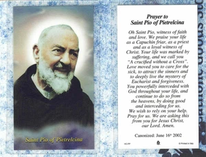 St. Pio of Pietrelcina - Prayer to Saint Pio - Laminated Holy Card - RAL - Picture 1 of 3