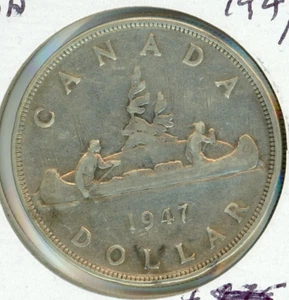 1947 Pointed Double HP Canada Silver Dollar - Key Date - Picture 1 of 2
