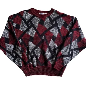 Vintage 90s Robert Bruce Abstract Acrylic Multicolor Sweater Knit size XLarge - Picture 1 of 5