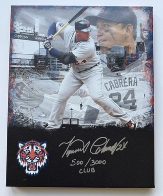 Miguel Cabrera SIGNED Detroit Tigers 16x20 Canvas EXACT PROOF JSA COA 500HR 3000 - Image 1 of 4