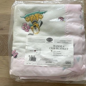 VTG Beacon Disney Mickey Minnie Acrylic Satin Trim Blanket 36x50 New USA - Picture 1 of 6