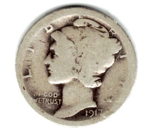 1917 MERCURY DIME in GOOD condition ~ PLEASE SEE THE SCAN stk dime-4 - Picture 1 of 5