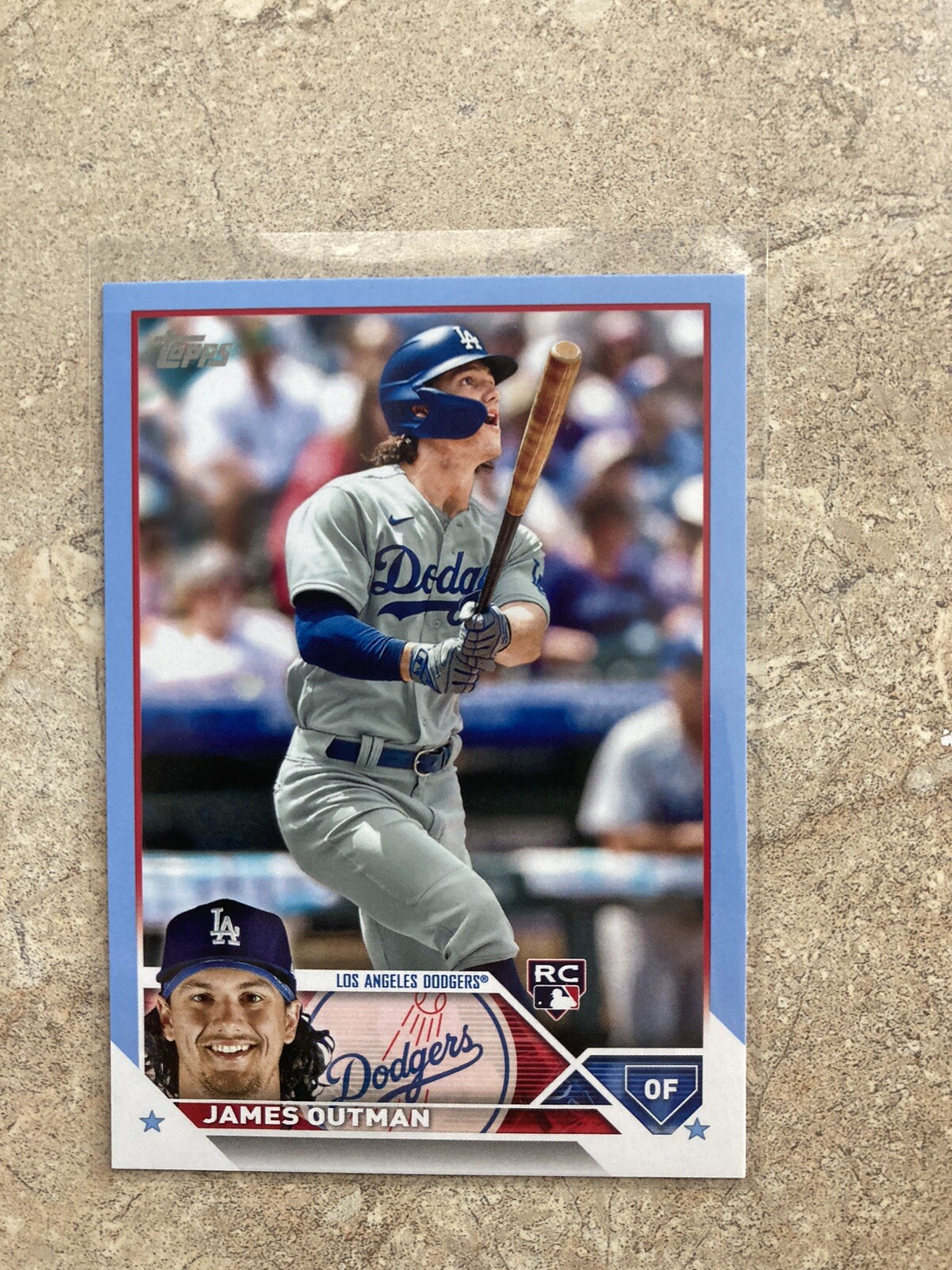 James Outman 2023 Topps Series 2 #395 Rookie, Father's Day Blue #'d 09/50 SSP RC