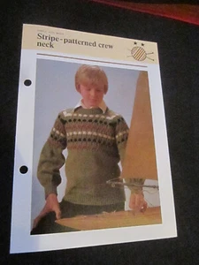 KNITTING PATTERN GIRLS AND BOYS STRIPE-PATTERNED CREW NECK  **MUST SEE ** - Picture 1 of 1