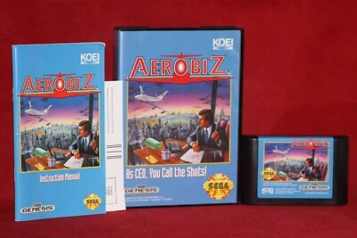 Aerobiz (Sega Genesis 1992) Authentic Game Cartridge, CIB complete - Image 1 of 4