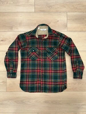 Vintage 60's Woolrich Men's Sz S/M Wool Plaid Flannel Shirt Shacket Red Green - Image 1 of 4