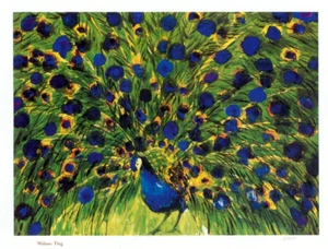 WALASSE TING Peacock 45" x 57.75" Poster 1985 Contemporary Feathers - Picture 1 of 1