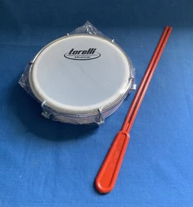 6" TORELLI TAMBORIM NYLON HEAD WHITE COLOR BODY TAMBOURINE WITH STICK PERCUSSION - Picture 1 of 2