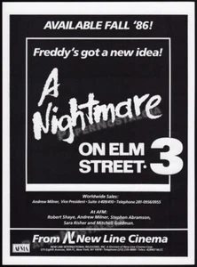 A NIGHTMARE ON ELM STREET 3 - Original 1986 Trade AD / ADVERT _ Dream Warriors - Imagen 1 de 1