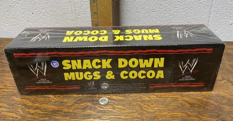 2002 WWE Snack Down Smackdown Mugs & Cocoa Set Sealed Cover