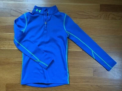Under Armour Kids ColdGear blue green SHIRT boy kid long underwear top Y S small - Image 1 of 3