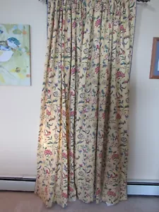 2 CUSTOM MADE 82.5" LG LINED PANELS DRAPES & 146" VALANCE BRIGHT YELLOW FLORAL - Picture 1 of 22