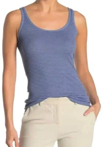 Neu mit Etikett $ 65: Vince Favorite geripptes langes Tanktop mit U-Ausschnitt blau gestreift Gr: M - Bild 1 von 6