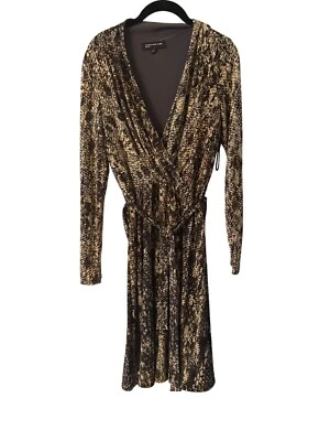 Jones New York Womens Snake Print Long Sleeve Wrap Dress Size 12 - Image 1 of 4
