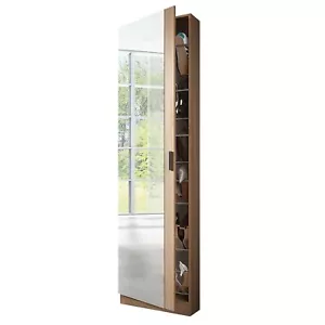 Mueble zapatero con puerta cristal espejo, armario zapatero Roble Canadian - Imagen 1 de 4