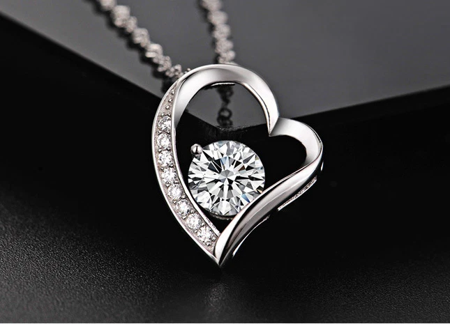 Deluxe Halskette Herz Anhänger Zirkonia Collier 925 Sterling Silber - Bild 1 von 4